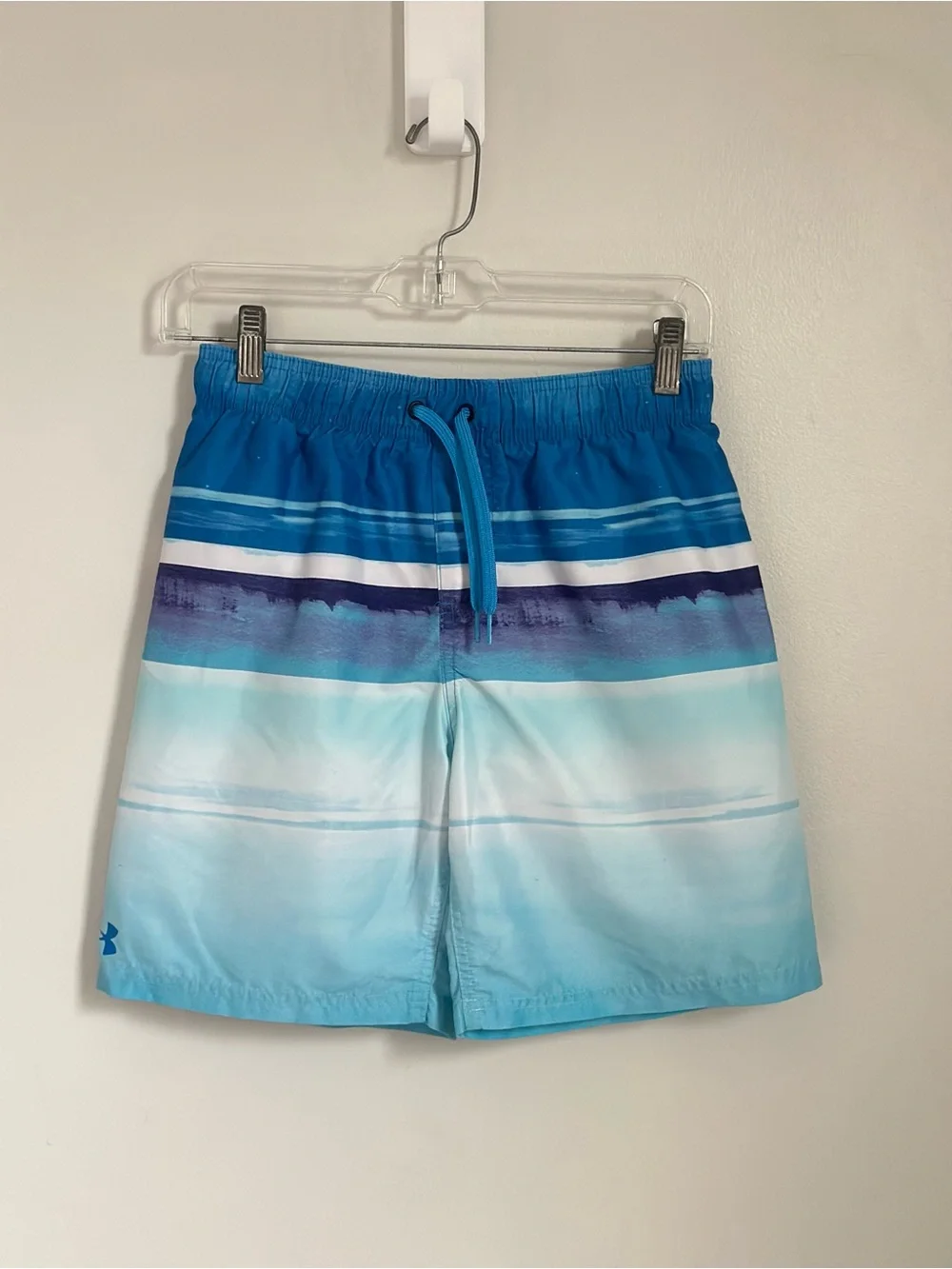 Under Armour Boys' Blue Gradient Stripe Swim Trunks